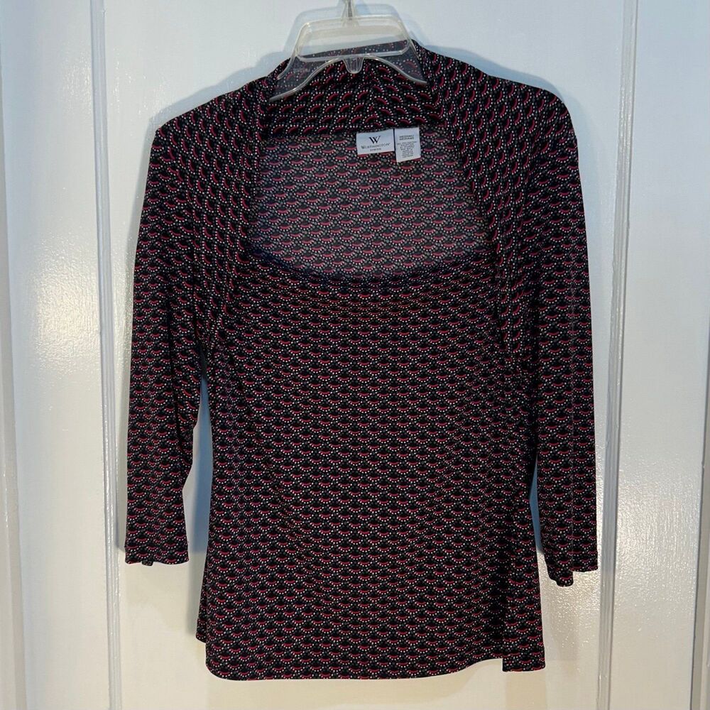 Worthington Women's Long Sleeve Scoop Neck M Pullover Blouse 3/4 Sleeves